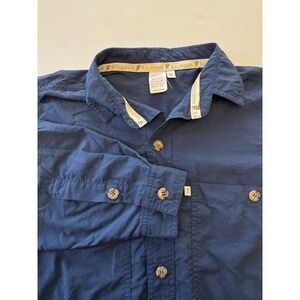 Rail Riders Shirt Nylon Hiking Roll Tab L/S Button Up Blue Mens Small